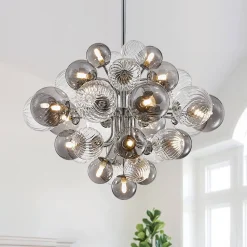 Cluster Glass Globe Bubble Chandelier 23.6