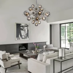 Cluster Glass Globe Bubble Chandelier 23.6