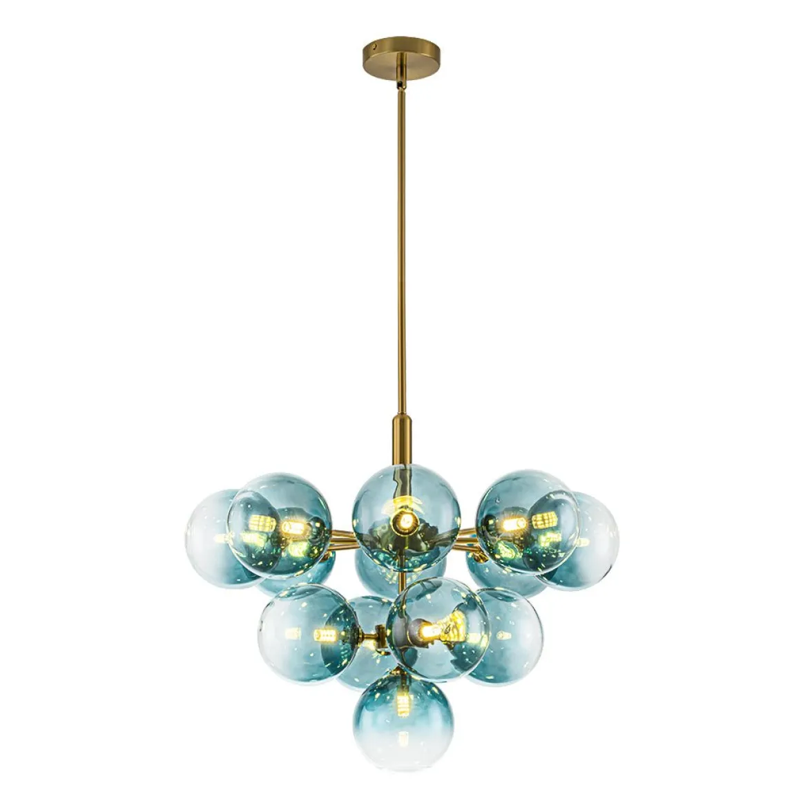 Cluster Gradual Blue Glass Bubble Tiered Chandelier