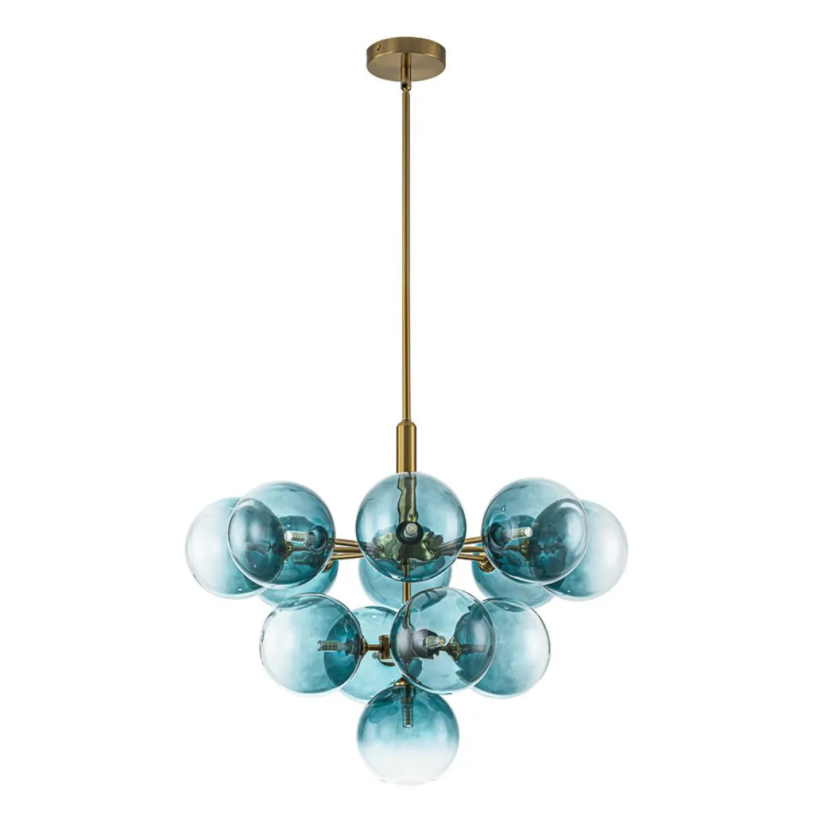Cluster Gradual Blue Glass Bubble Tiered Chandelier