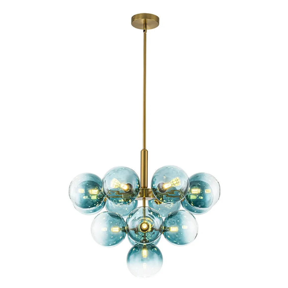 Cluster Gradual Blue Glass Bubble Tiered Chandelier