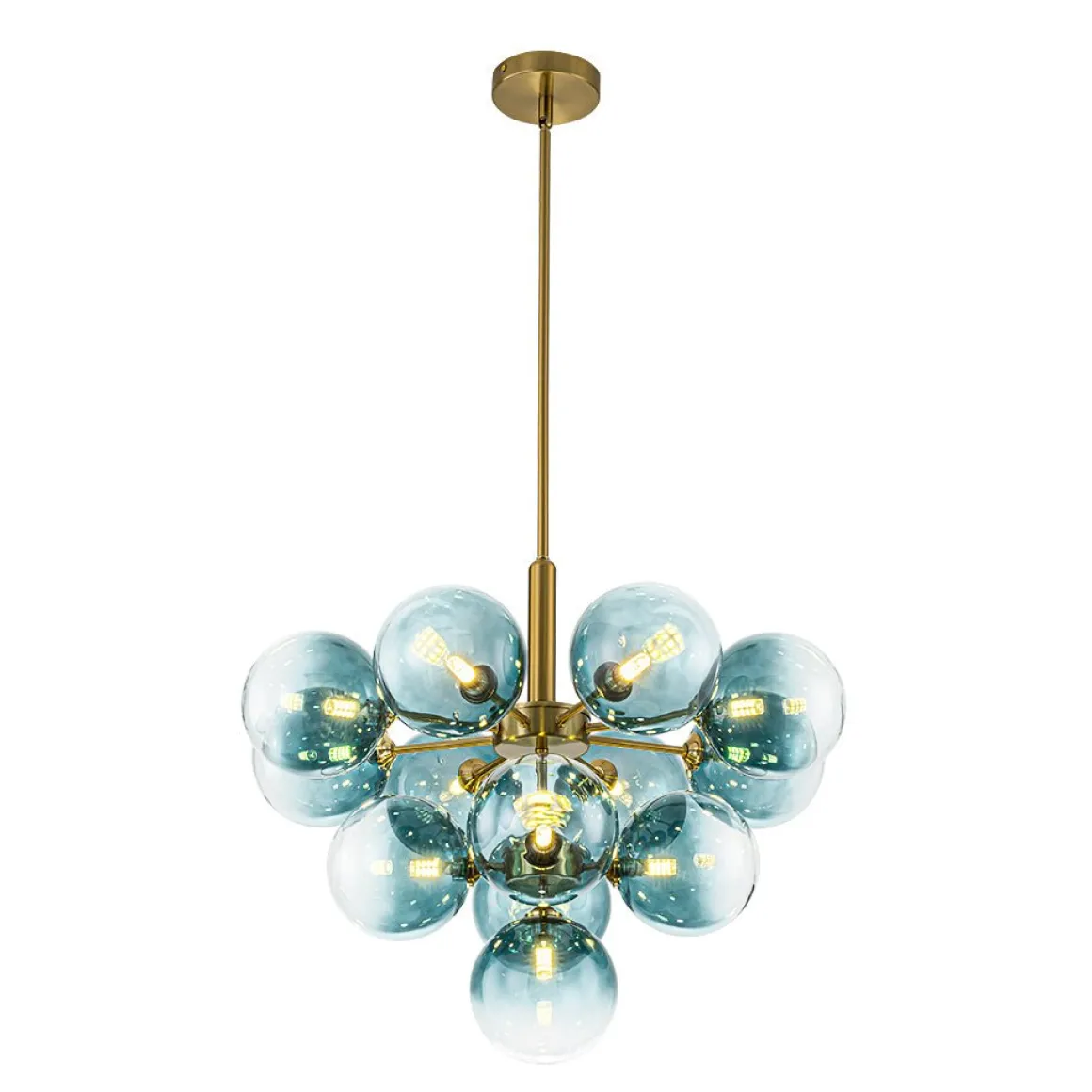 Cluster Gradual Blue Glass Bubble Tiered Chandelier