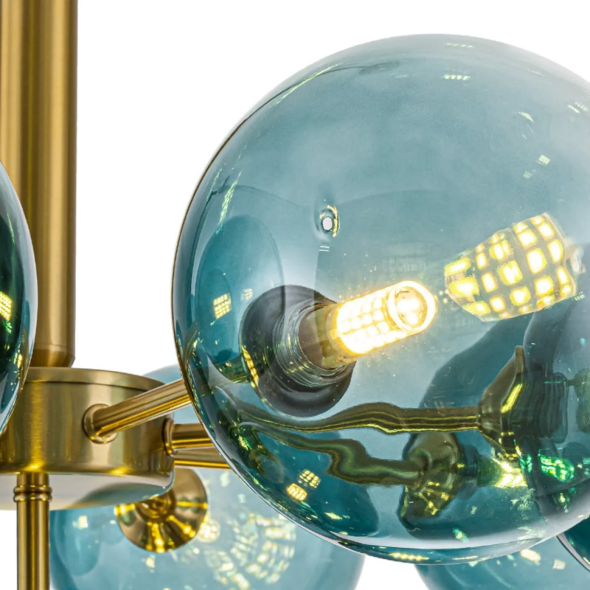 Cluster Gradual Blue Glass Bubble Tiered Chandelier