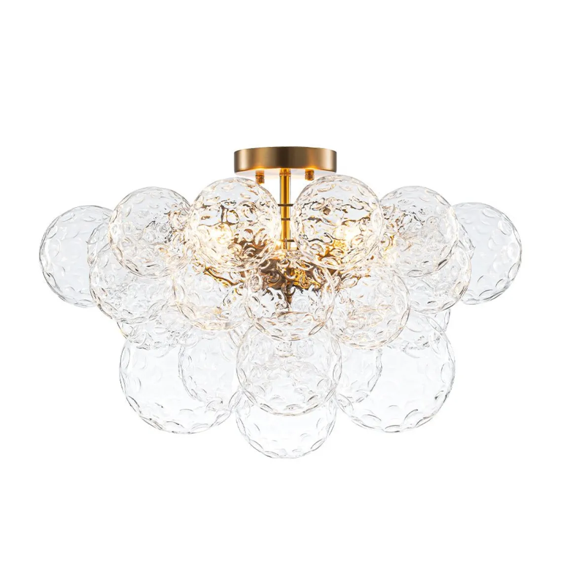 Cluster Hammered Textured Glass Bubble Semi Flush Chandelier