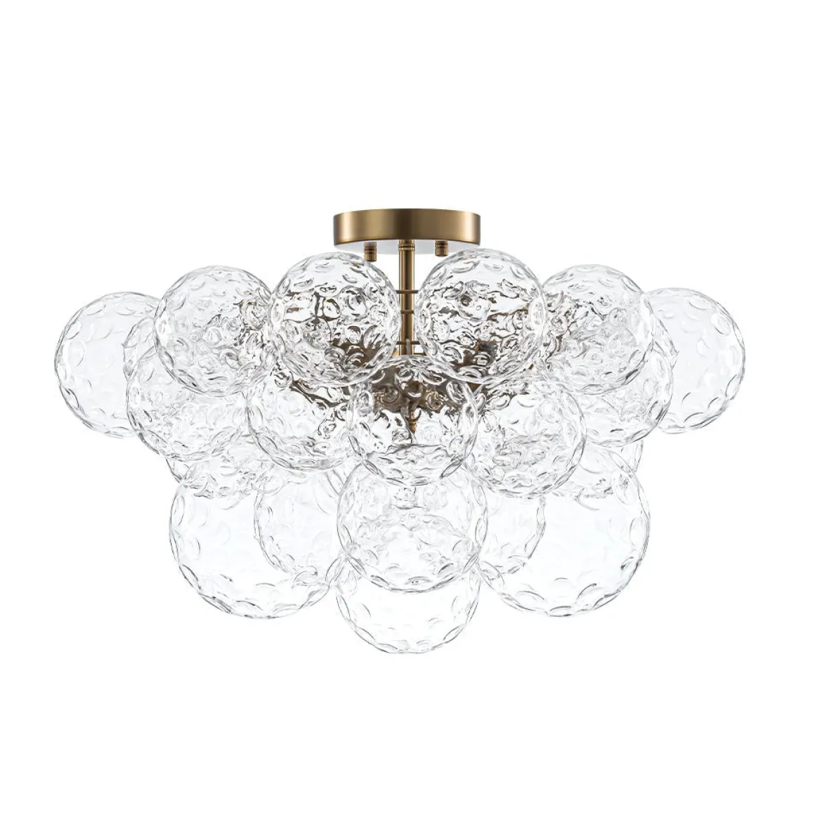 Cluster Hammered Textured Glass Bubble Semi Flush Chandelier