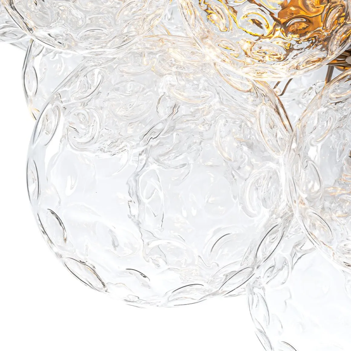 Cluster Hammered Textured Glass Bubble Semi Flush Chandelier