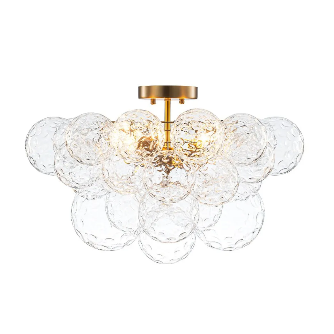 Cluster Hammered Textured Glass Bubble Semi Flush Chandelier