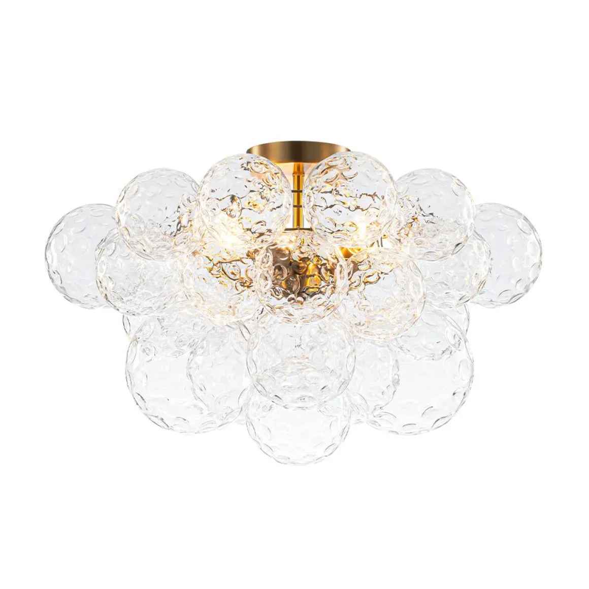 Cluster Hammered Textured Glass Bubble Semi Flush Chandelier
