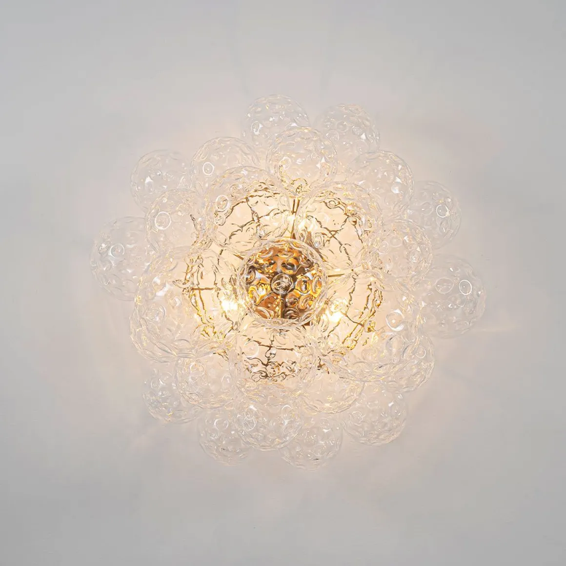 Cluster Hammered Textured Glass Bubble Semi Flush Chandelier