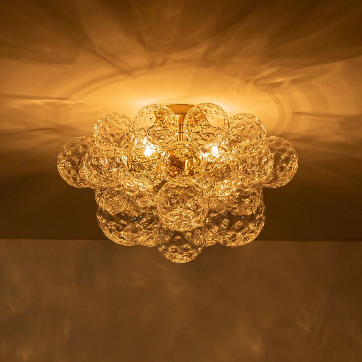 Cluster Hammered Textured Glass Bubble Semi Flush Chandelier