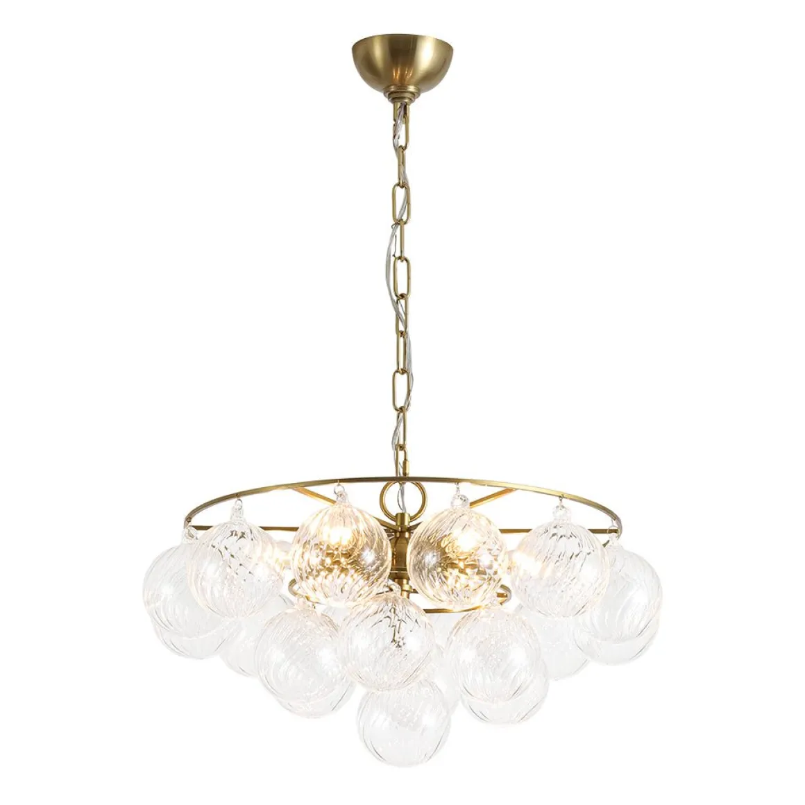 Cluster Ribbed Glass Globe Bubble Round Tiered Chandelier
