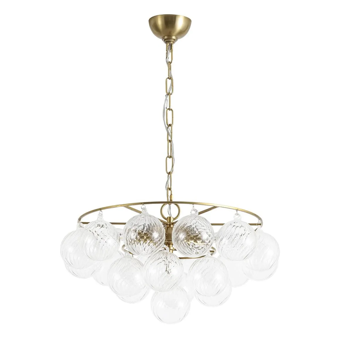 Cluster Ribbed Glass Globe Bubble Round Tiered Chandelier
