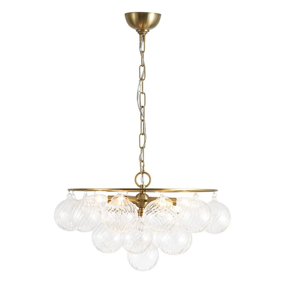 Cluster Ribbed Glass Globe Bubble Round Tiered Chandelier