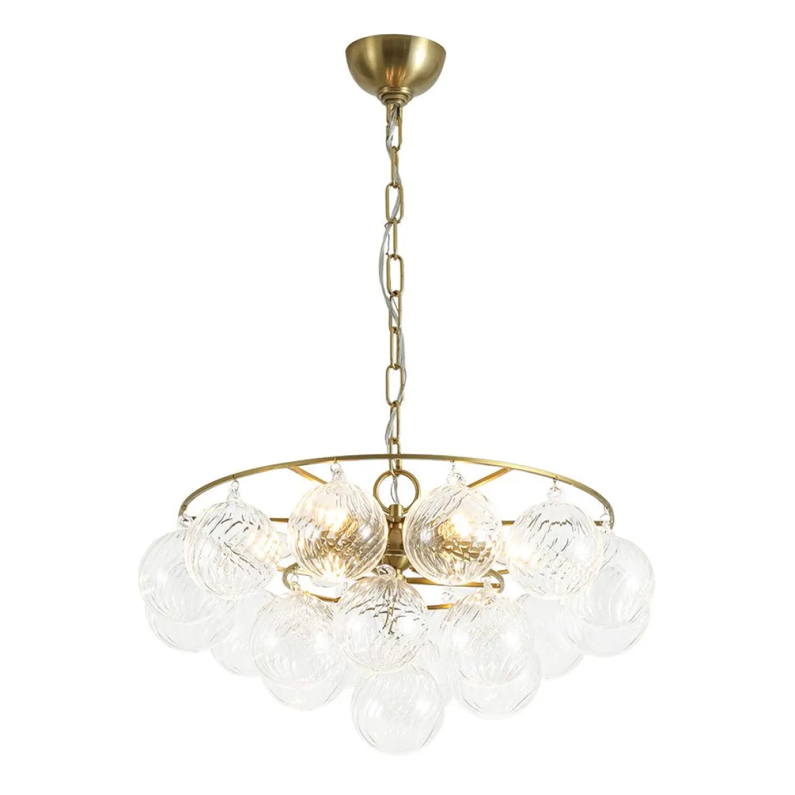 Cluster Ribbed Glass Globe Bubble Round Tiered Chandelier