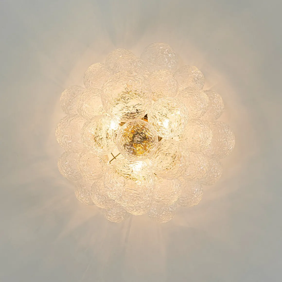 Cluster Rippled Textured Glass Bubble Semi Flush Chandelier