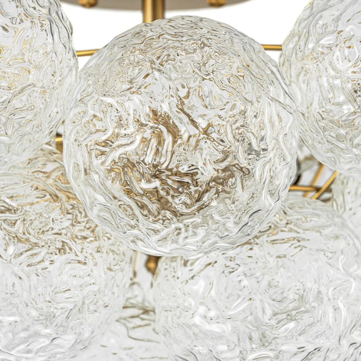 Cluster Rippled Textured Glass Bubble Semi Flush Chandelier