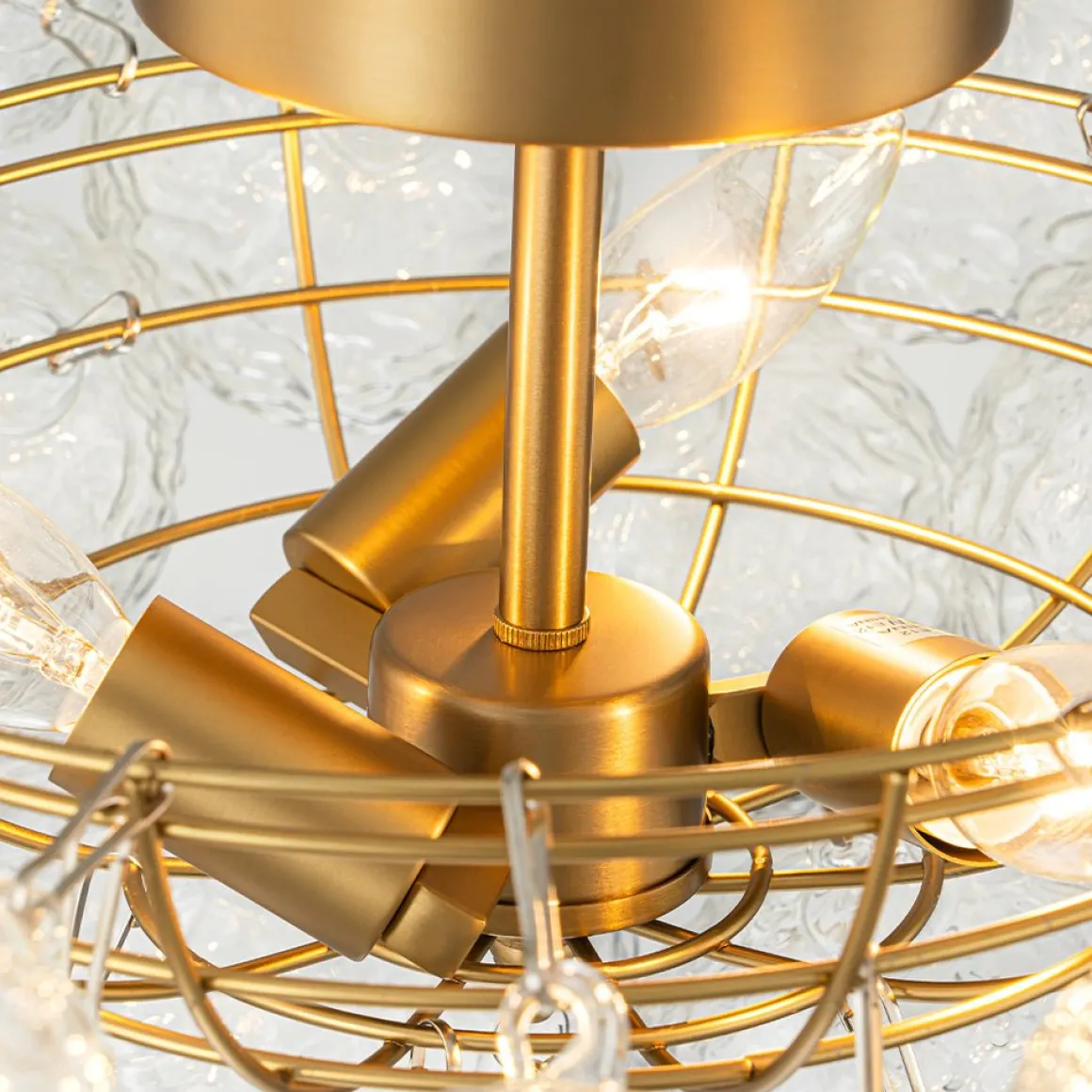 Cluster Rippled Textured Glass Bubble Semi Flush Chandelier