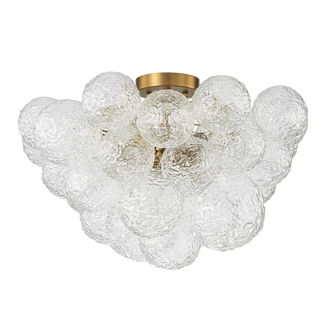 Cluster Rippled Textured Glass Bubble Semi Flush Chandelier