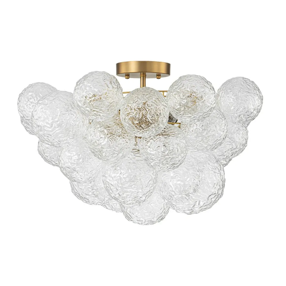 Cluster Rippled Textured Glass Bubble Semi Flush Chandelier