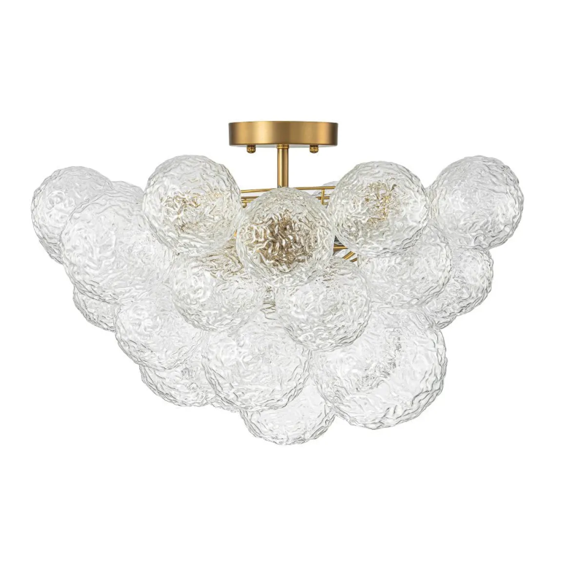Cluster Rippled Textured Glass Bubble Semi Flush Chandelier