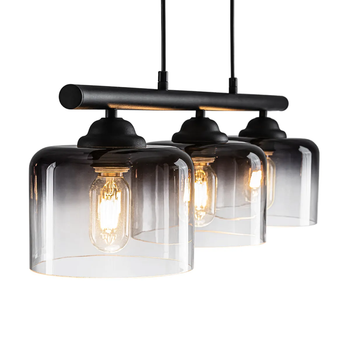 Contemporary 3-Light Gradual Smoked Glass Island Chandelier
