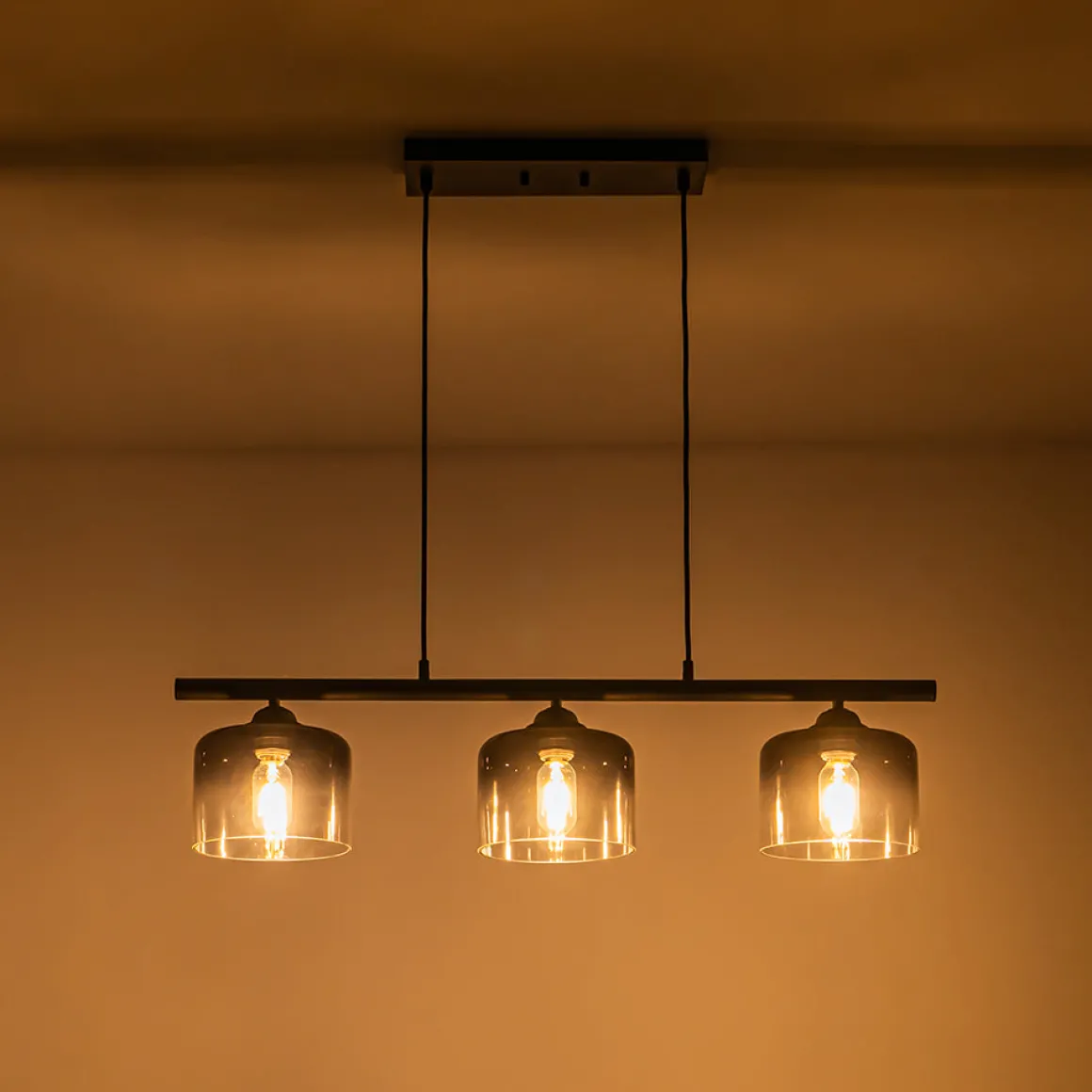 Contemporary 3-Light Gradual Smoked Glass Island Chandelier