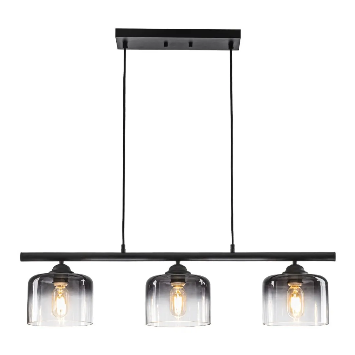 Contemporary 3-Light Gradual Smoked Glass Island Chandelier