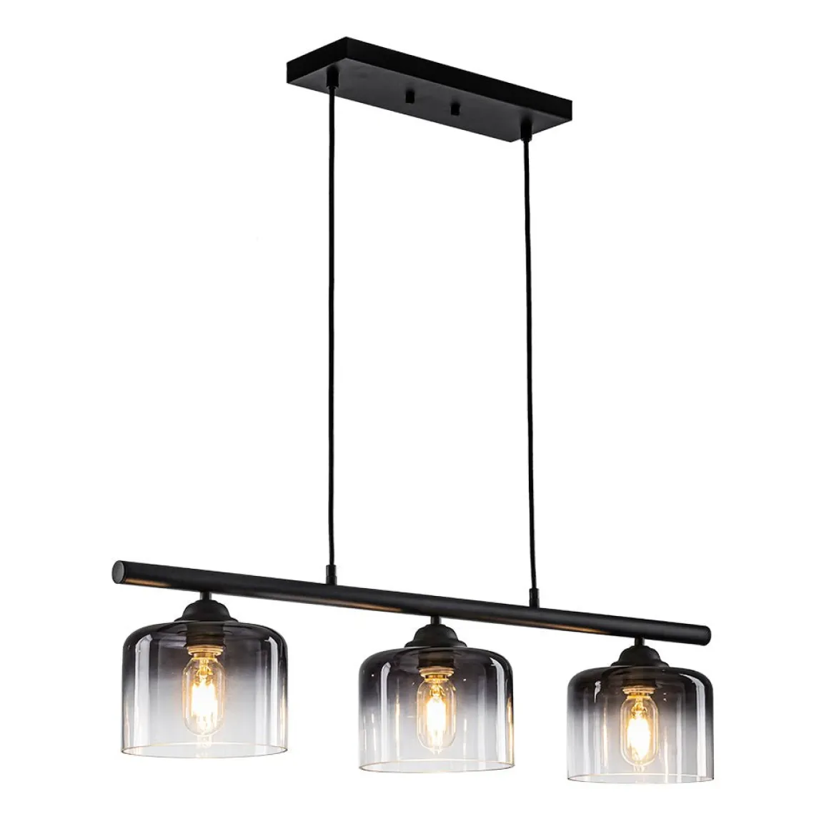Contemporary 3-Light Gradual Smoked Glass Island Chandelier
