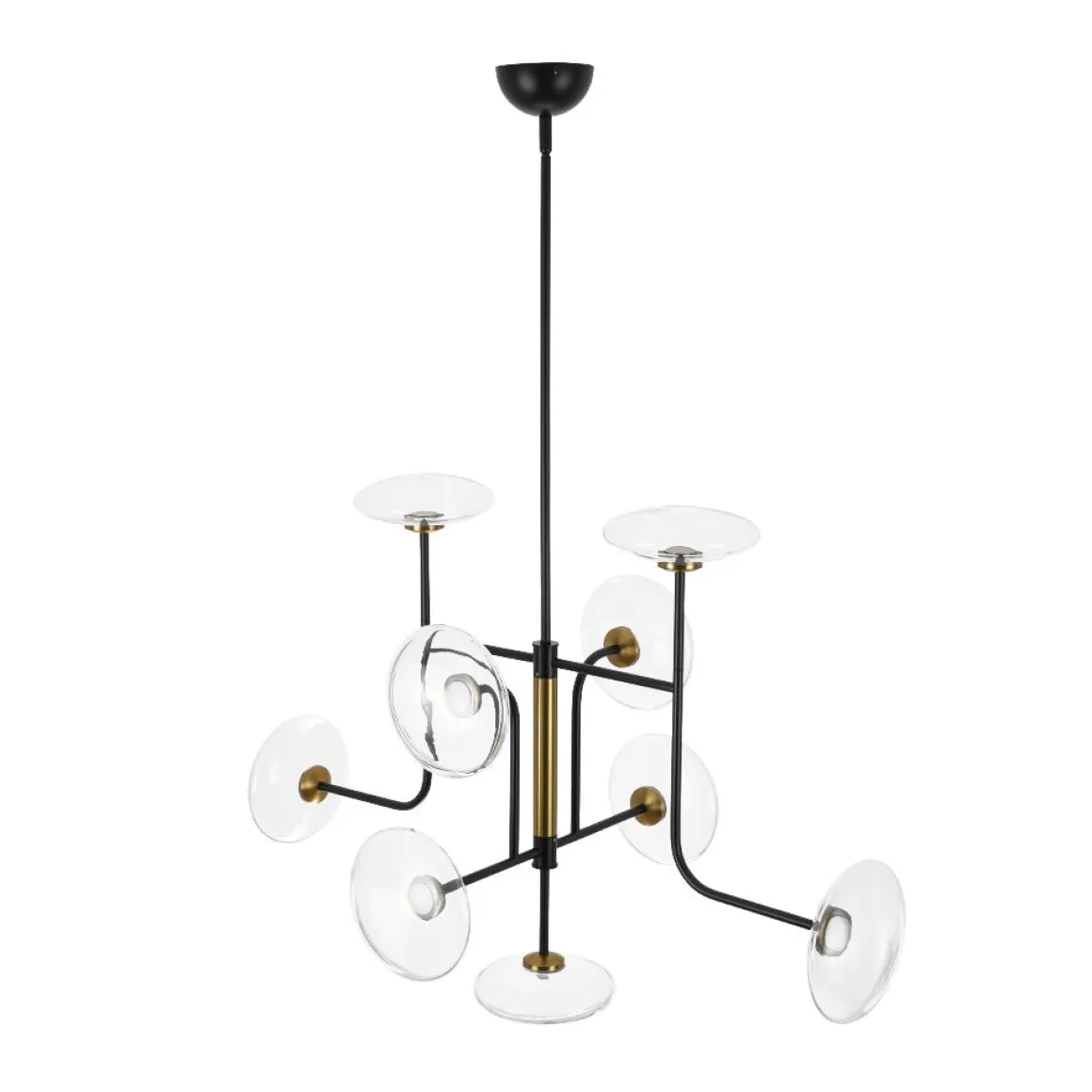 Designer 9-light Glass Dimmable LED Linear Sputnik Chandelier
