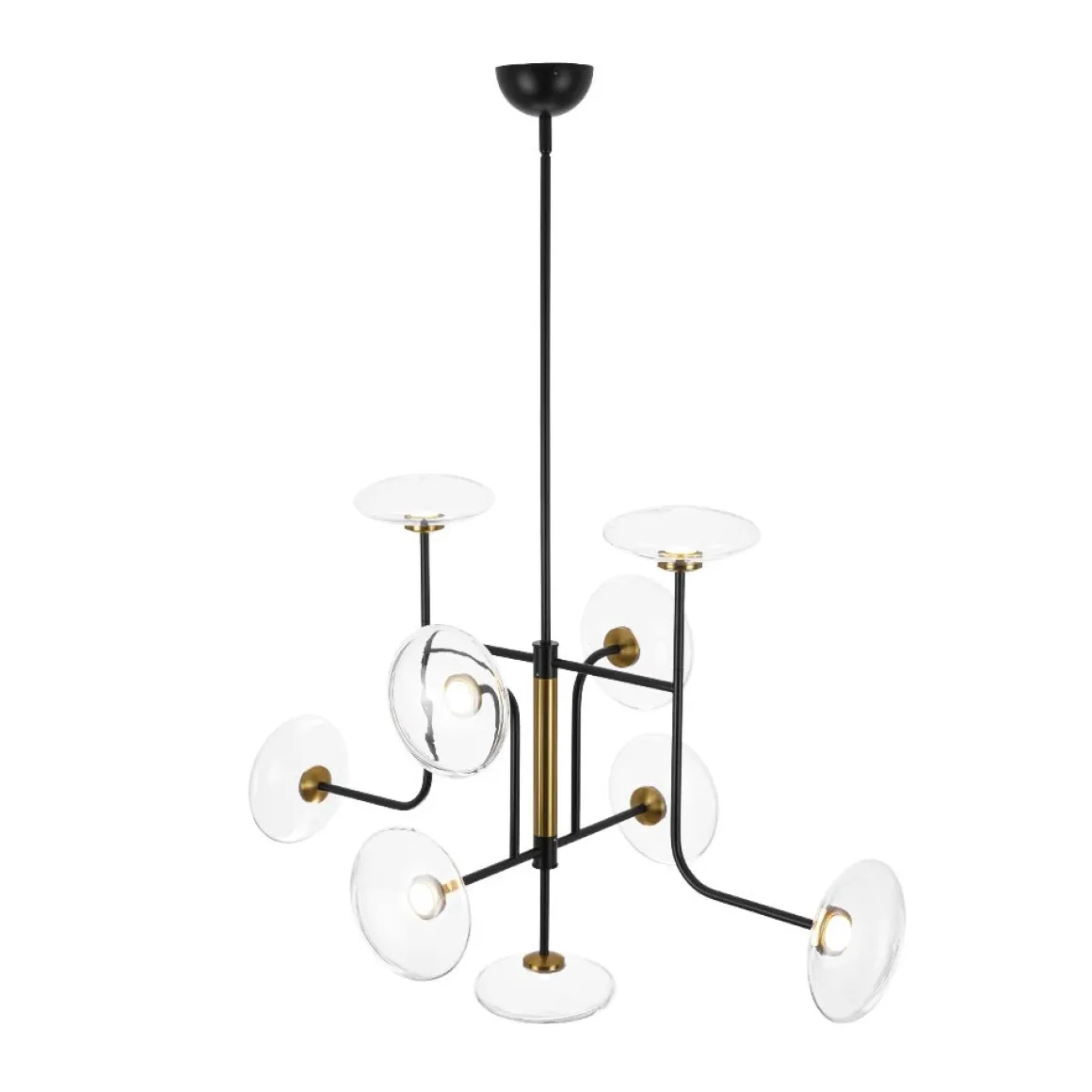 Designer 9-light Glass Dimmable LED Linear Sputnik Chandelier