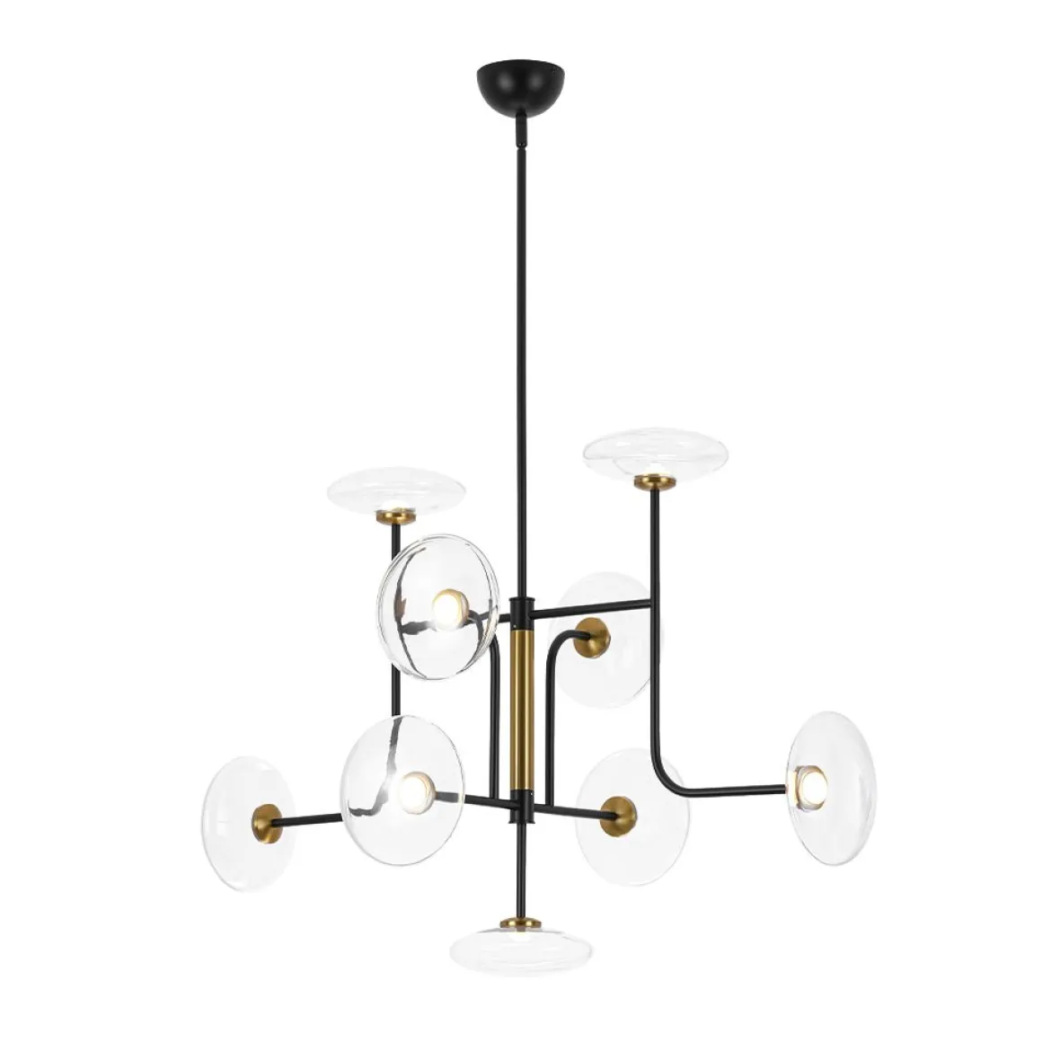 Designer 9-light Glass Dimmable LED Linear Sputnik Chandelier