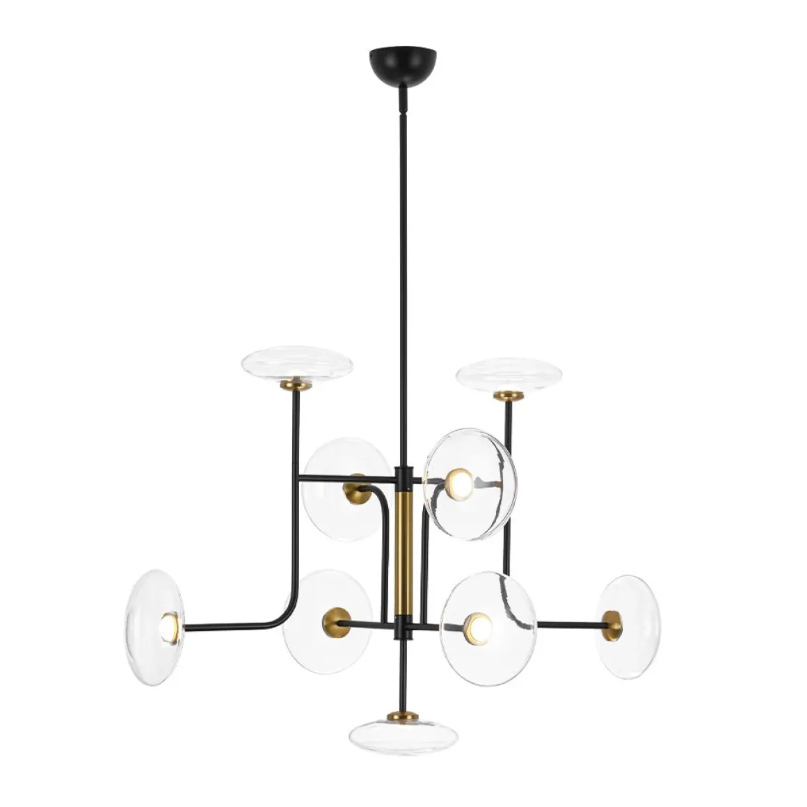 Designer 9-light Glass Dimmable LED Linear Sputnik Chandelier