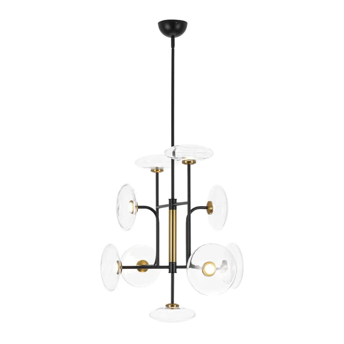 Designer 9-light Glass Dimmable LED Linear Sputnik Chandelier