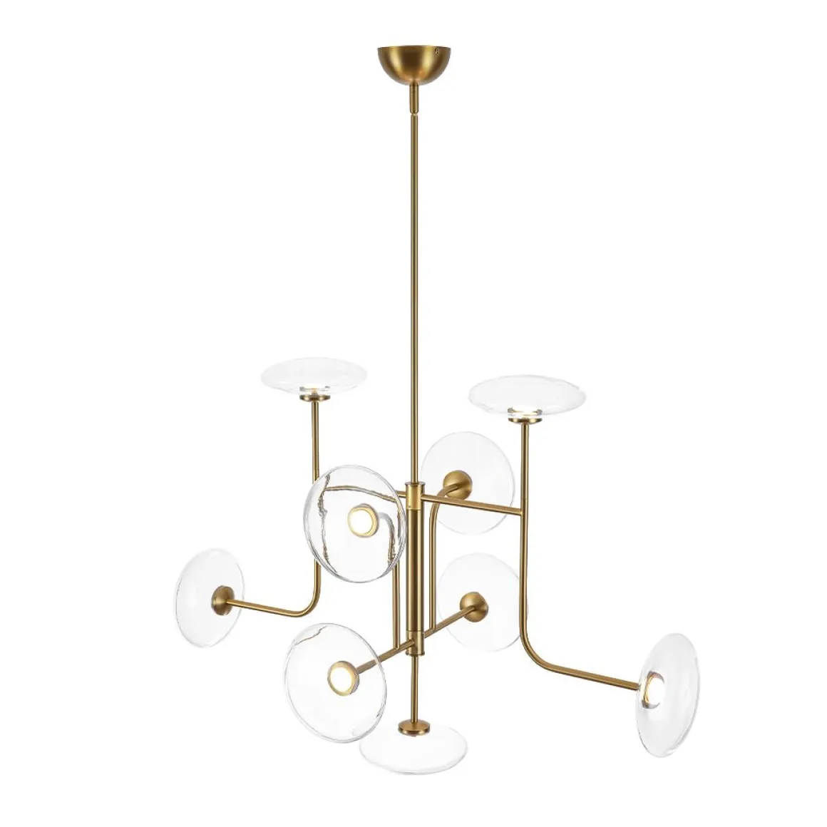 Designer 9-light Glass Dimmable LED Linear Sputnik Chandelier
