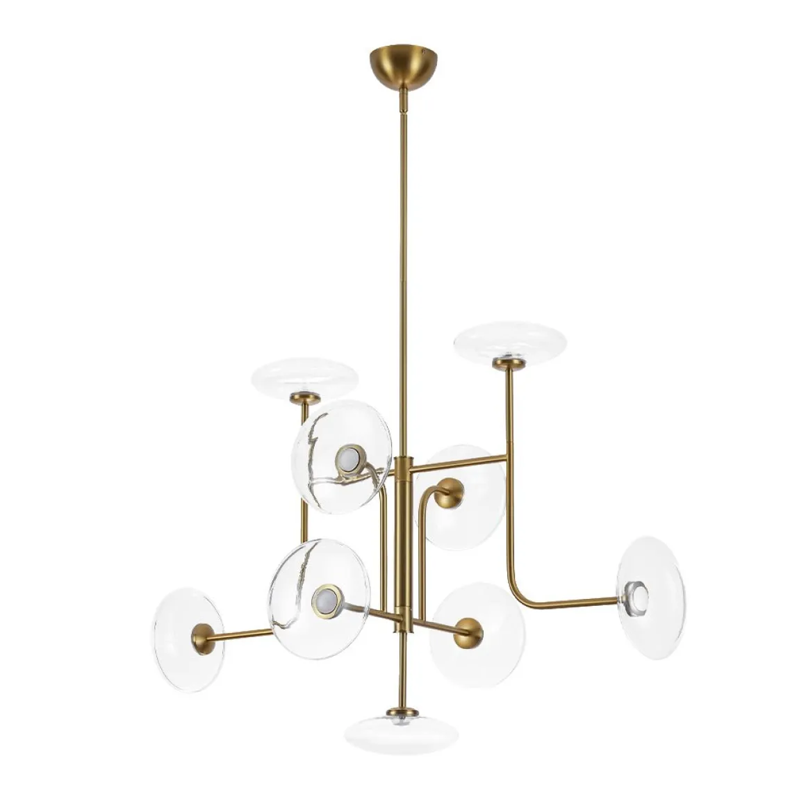 Designer 9-light Glass Dimmable LED Linear Sputnik Chandelier