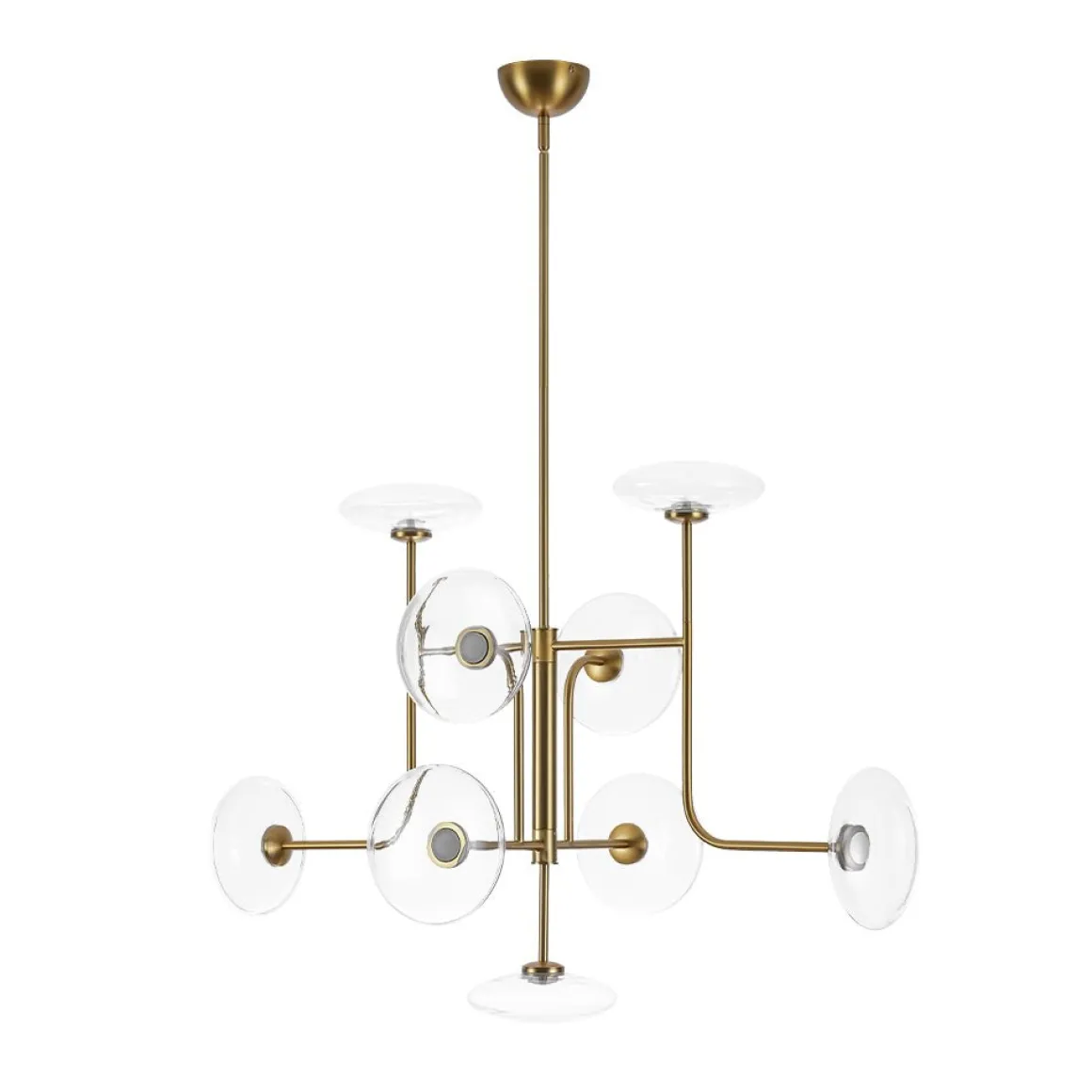 Designer 9-light Glass Dimmable LED Linear Sputnik Chandelier