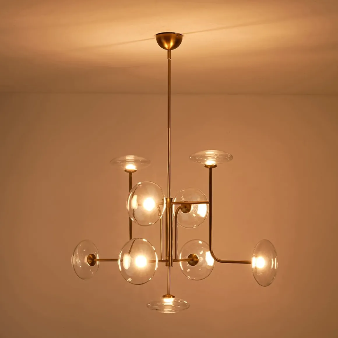 Designer 9-light Glass Dimmable LED Linear Sputnik Chandelier
