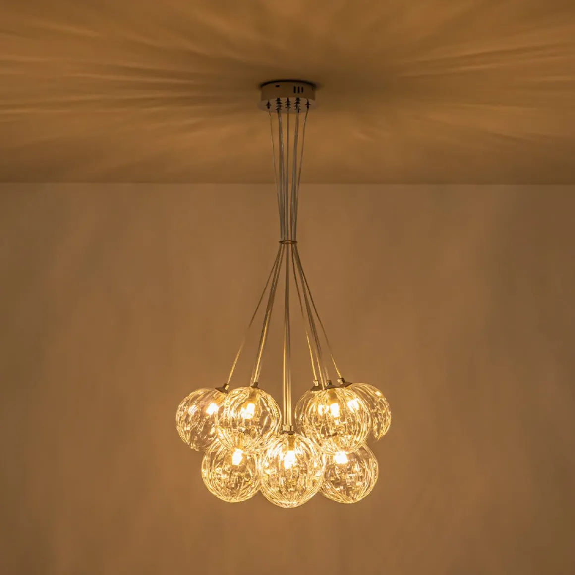 Dimmable Cluster Sculpture Texture Glass Globe Bubble Chandelier