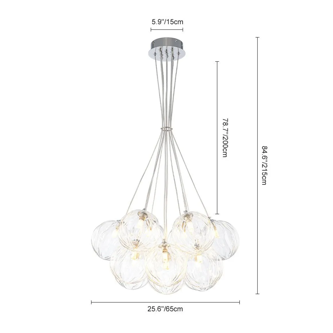 Dimmable Cluster Sculpture Texture Glass Globe Bubble Chandelier