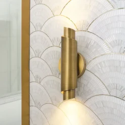 Dimmable LED Aged Brass Up Down Metal Tube Wall Sconce
