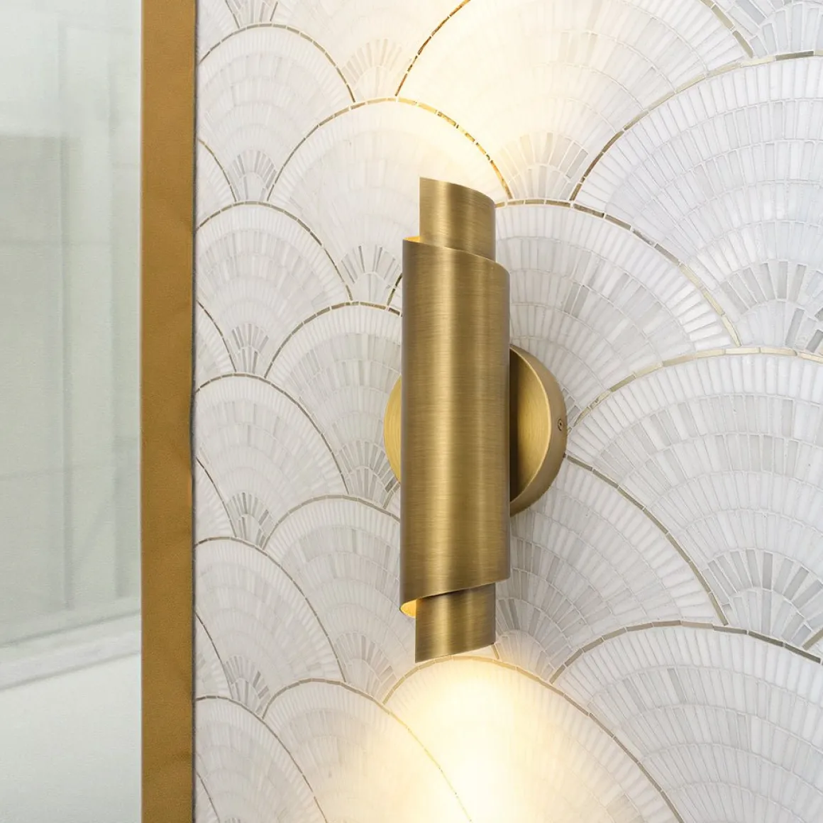 Dimmable LED Aged Brass Up Down Metal Tube Wall Sconce