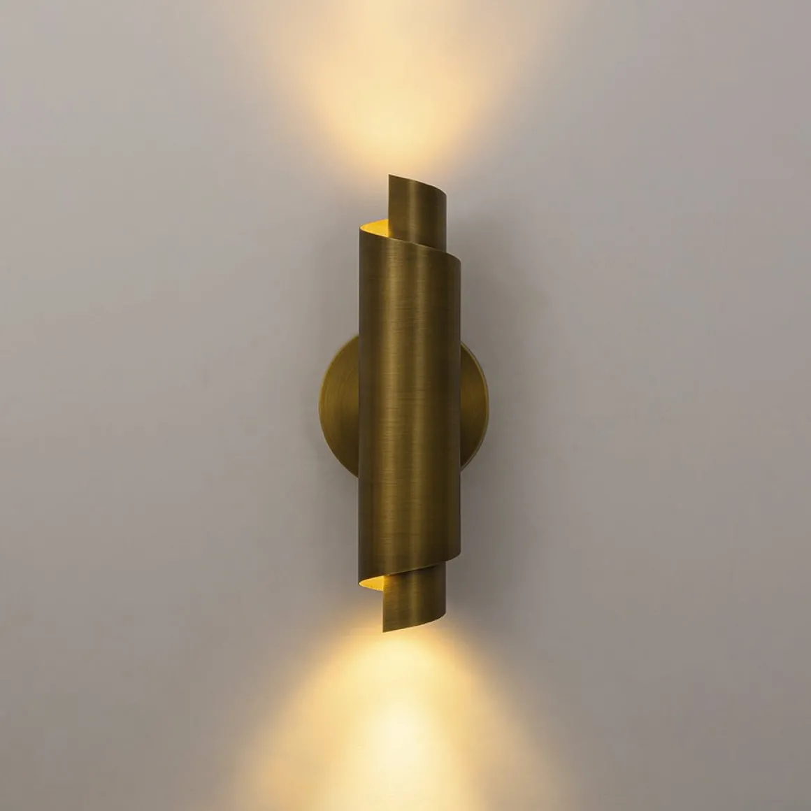 Dimmable LED Aged Brass Up Down Metal Tube Wall Sconce