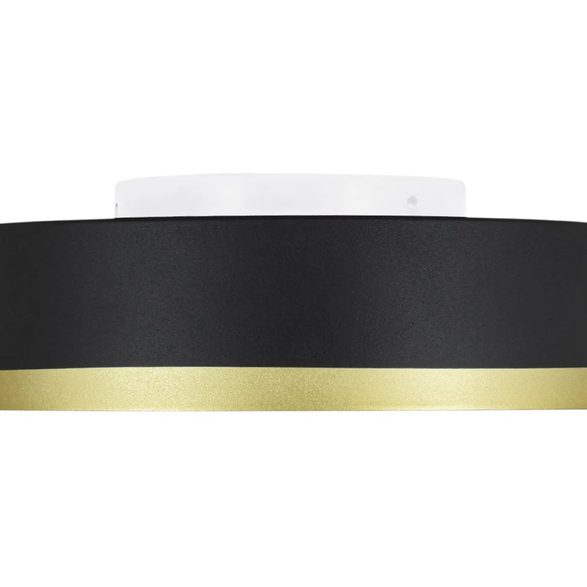 Dimmable LED Black Gold Iron Milky Glass Drum Flush Mount