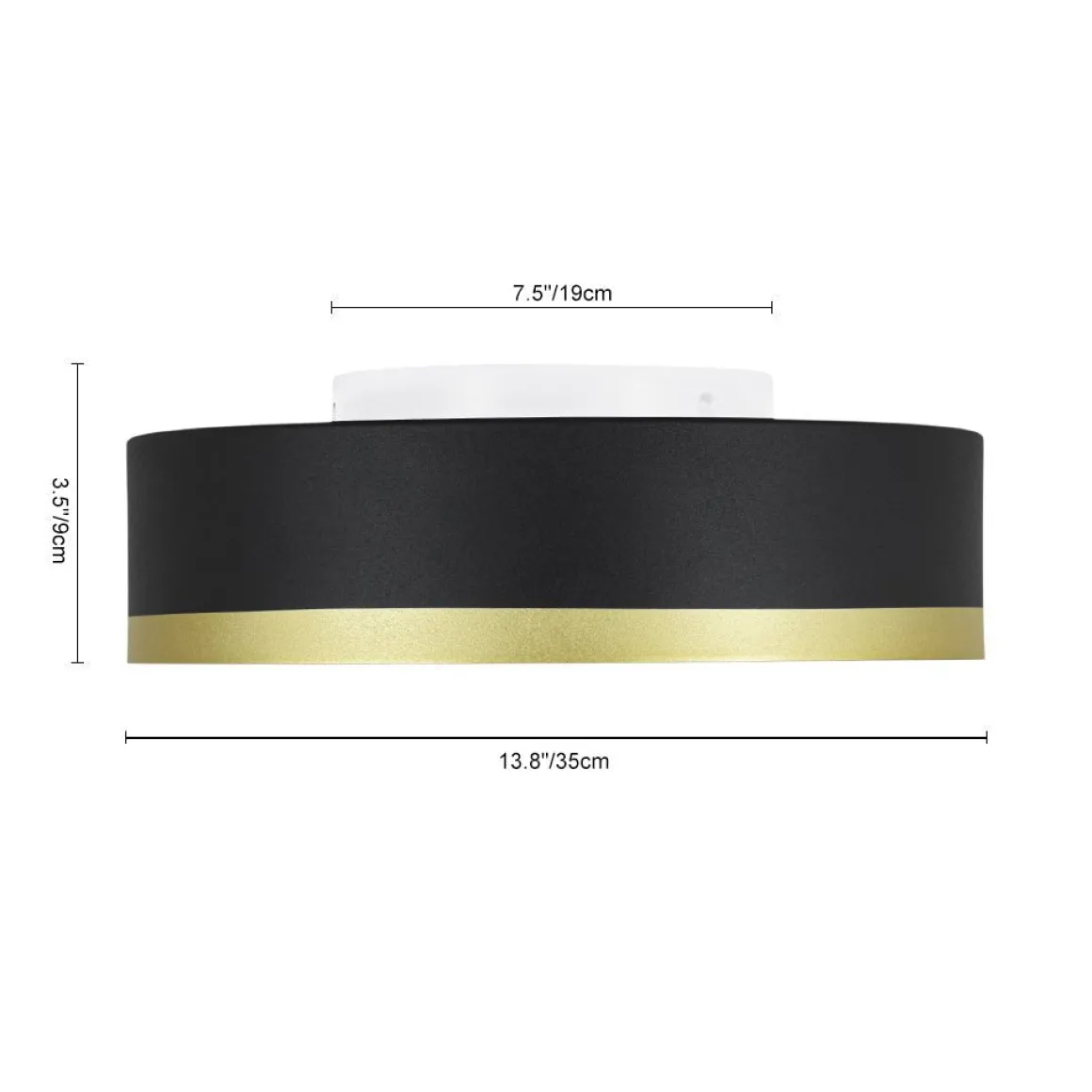 Dimmable LED Black Gold Iron Milky Glass Drum Flush Mount