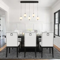 Dimmable LED Frosted Ribbed Glass Globe 5-Light Linear Island Pendant
