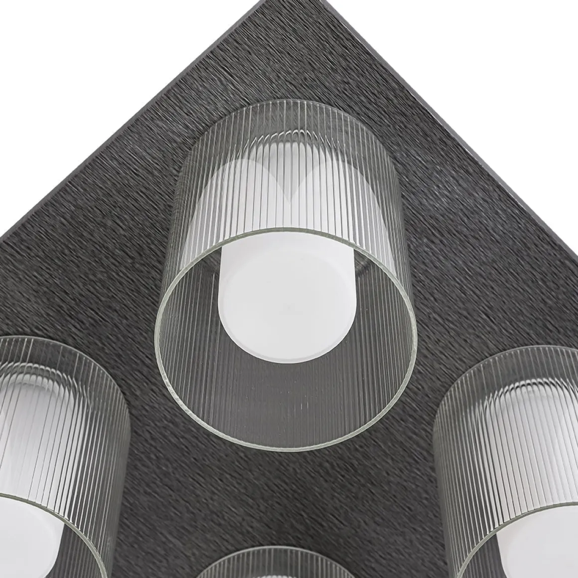 Dimmable LED Ribbed Glass 4-Light Square Semi Flush Mount
