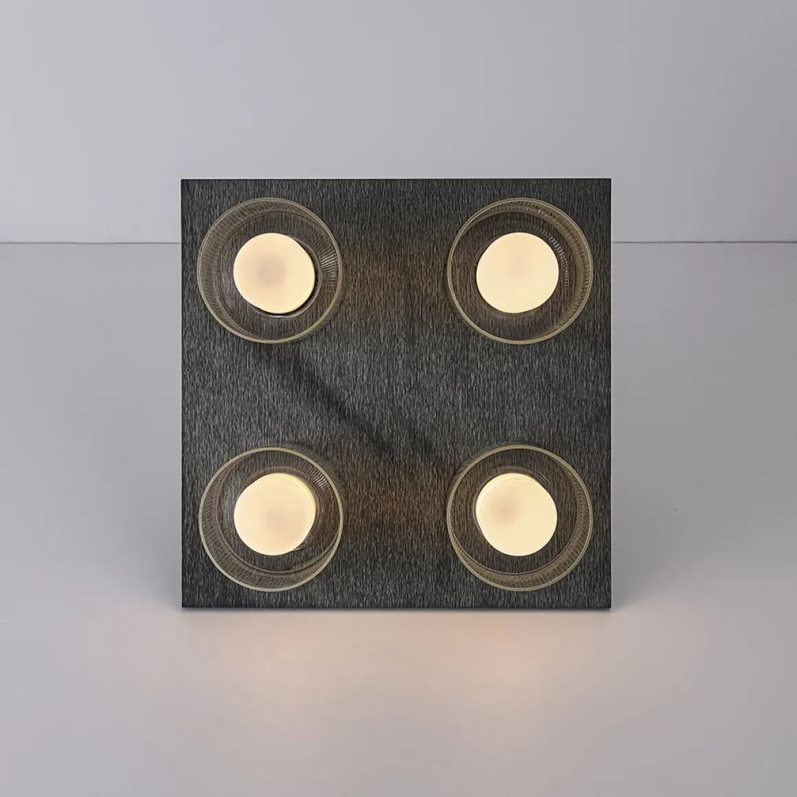 Dimmable LED Ribbed Glass 4-Light Square Semi Flush Mount