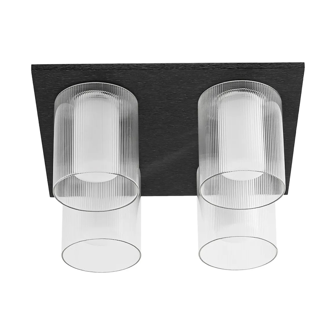 Dimmable LED Ribbed Glass 4-Light Square Semi Flush Mount