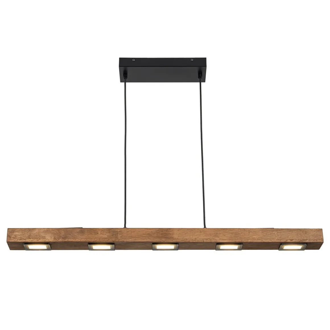 Dimmable LED Rustic Linear Oak Wood Kitchen Island Pendant