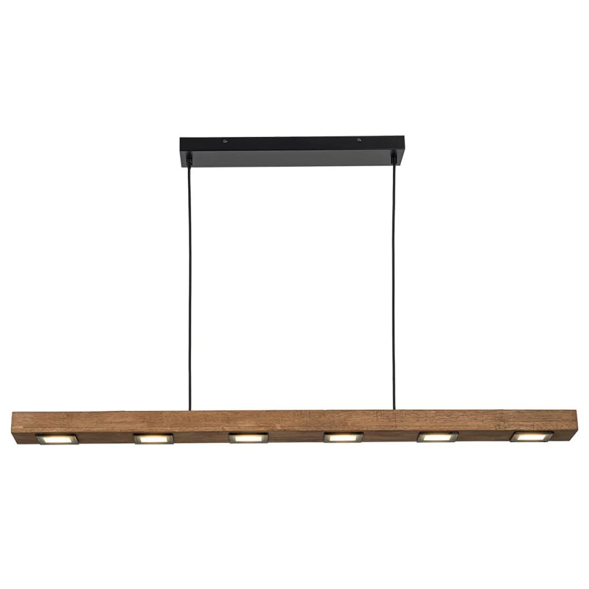 Dimmable LED Rustic Linear Oak Wood Kitchen Island Pendant